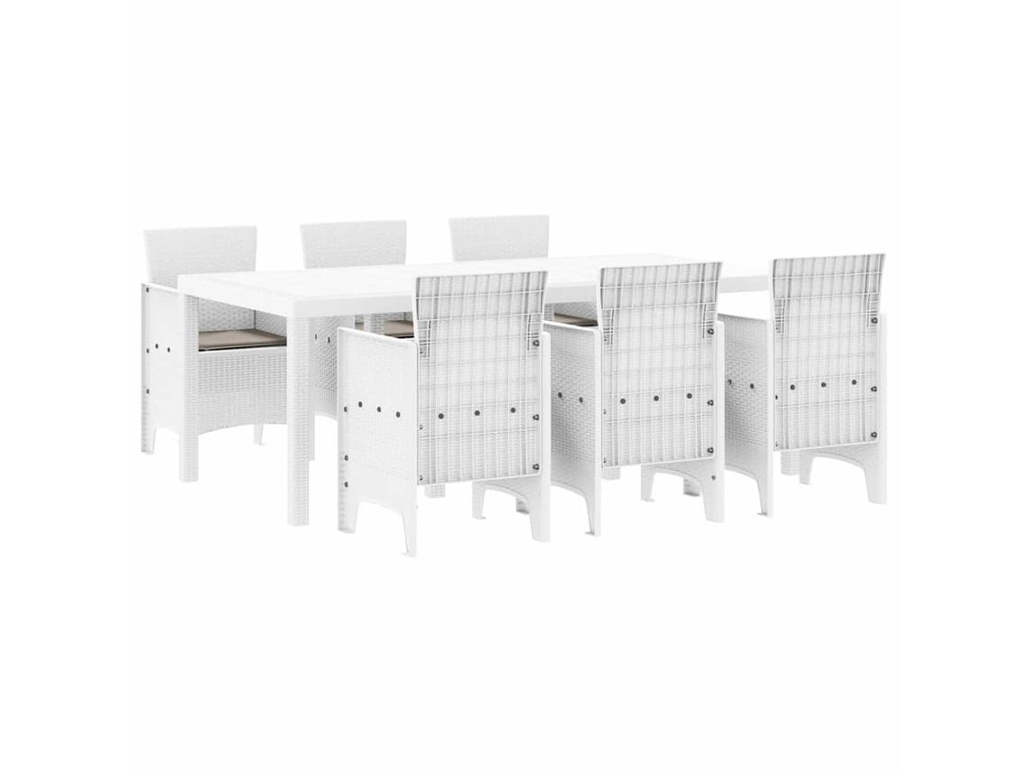 Maison Exclusive - Conjunto De Jantar Para Jardim 7 Pcs Branco Polipropileno