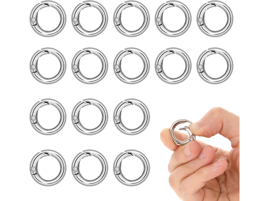 16 Ganchos Redondos Dobráveis Prata 20mm, para Chaveiro/artesanato ZYBLSSBB
