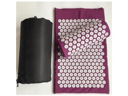 Tapete de Acupressão Lotus para Alívio de Dores, Yoga, com Travesseiro e Bolsa Morado