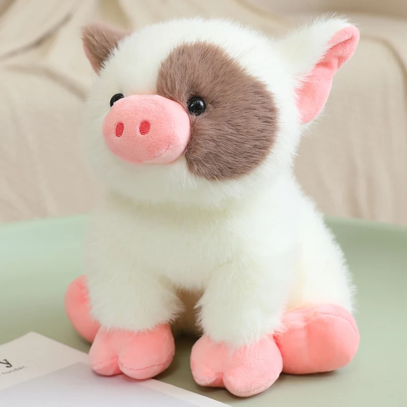 (branco, 30cm) Brinquedo De Pelúcia Miniatura De Porco E Gato Sentado