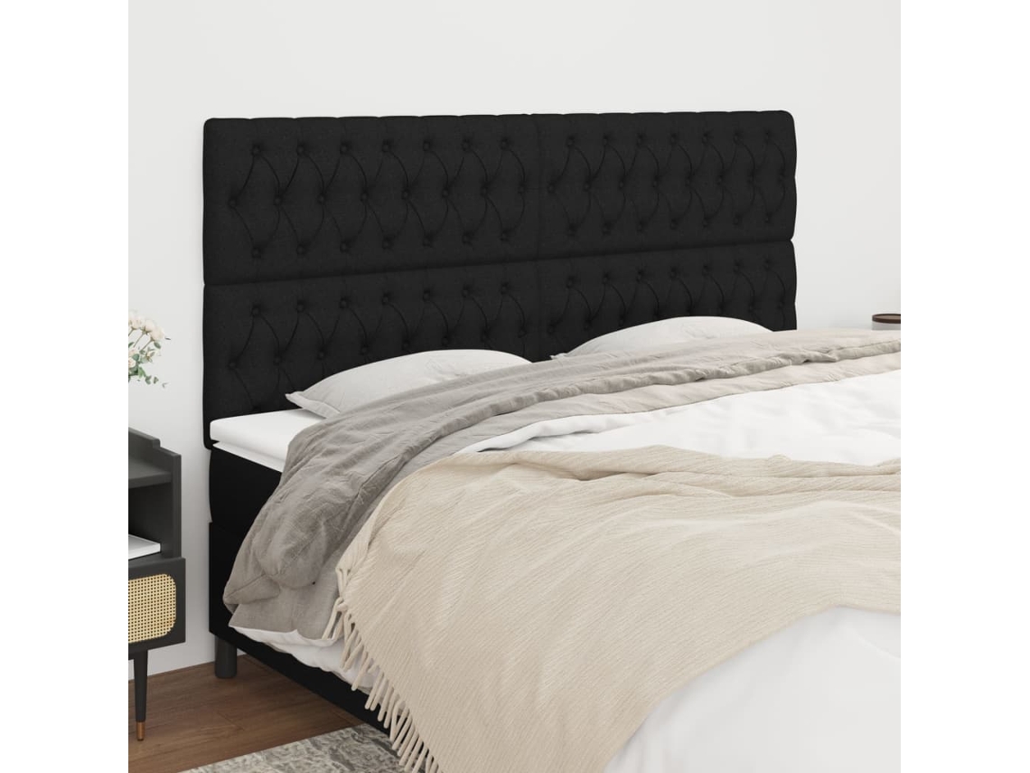 Vidaxl Cabeceira Preta 180x7x118/128 Cm Tecido