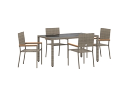 Conjunto 5 Conjunto De Jantar Para Exterior Vidaxl Cinzento Vime Pe (150 X 90 X 75 Cm)