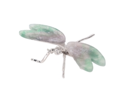 Ornamento de inseto Walshlxq em fluorita polida, pequena figura decorativa para mesa, para casa e escritório, 12x8cm, libélula