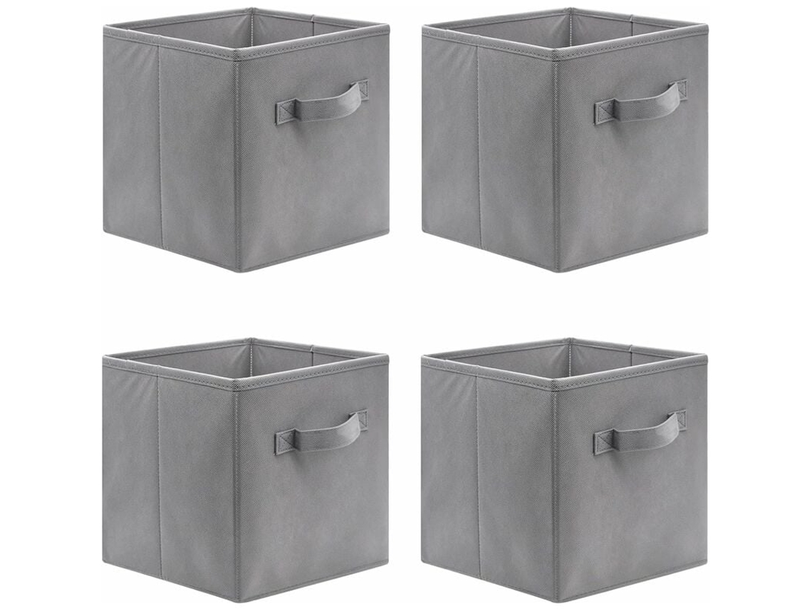 Cubos de armazenamento dobráveis (x4, 31x31x31cm), tecido não tecido, brinquedos/roupas