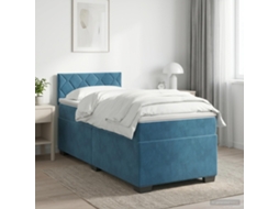 Vidaxl Cama Box Spring Com Colchão Azul Escuro 90 X 200 Cm Veludo