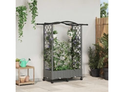 Vidaxl Cama Elevada Com Treliça E Telhado Cinzento-claro Pp