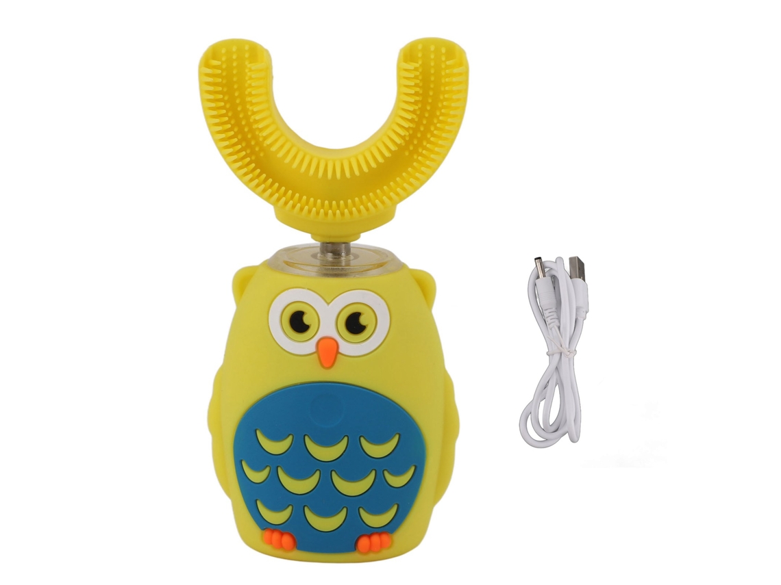 Escova de dentes elétrica ultrassônica em formato u usb carregável adorável para crianças amarelo | S/MARCA