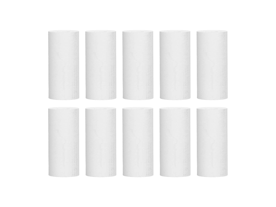Pacote com 10 rolos de papel térmico semi-core para impressora térmica.