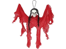 Enfeite de suspensão de cabeça de caveira pequena para Halloween Casa Assombrada Bar Festa (vermelho)