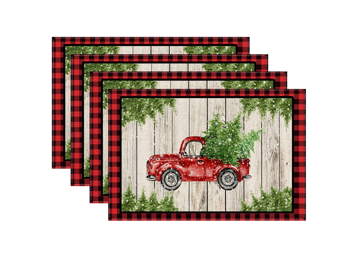4 Pcs Natal Placemats Móveis Tecido-Qj Placemats 02-32X42Cm Linho Impermeável AURUM