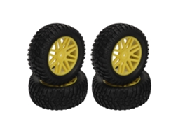 Mali 4 Pneus de Carro Rc Off Road para Hsp Borracha Plástico Aro Amarelo Grip Fácil Instalação Pneus Rc 1/10