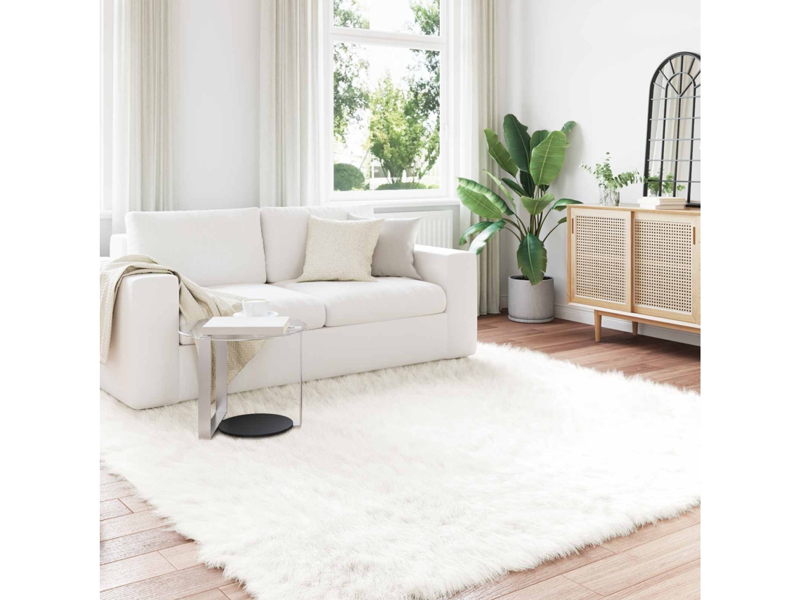 Vidaxl Tapete De De Ovelha Sintética Tafalla Branco 200 X 200 Cm