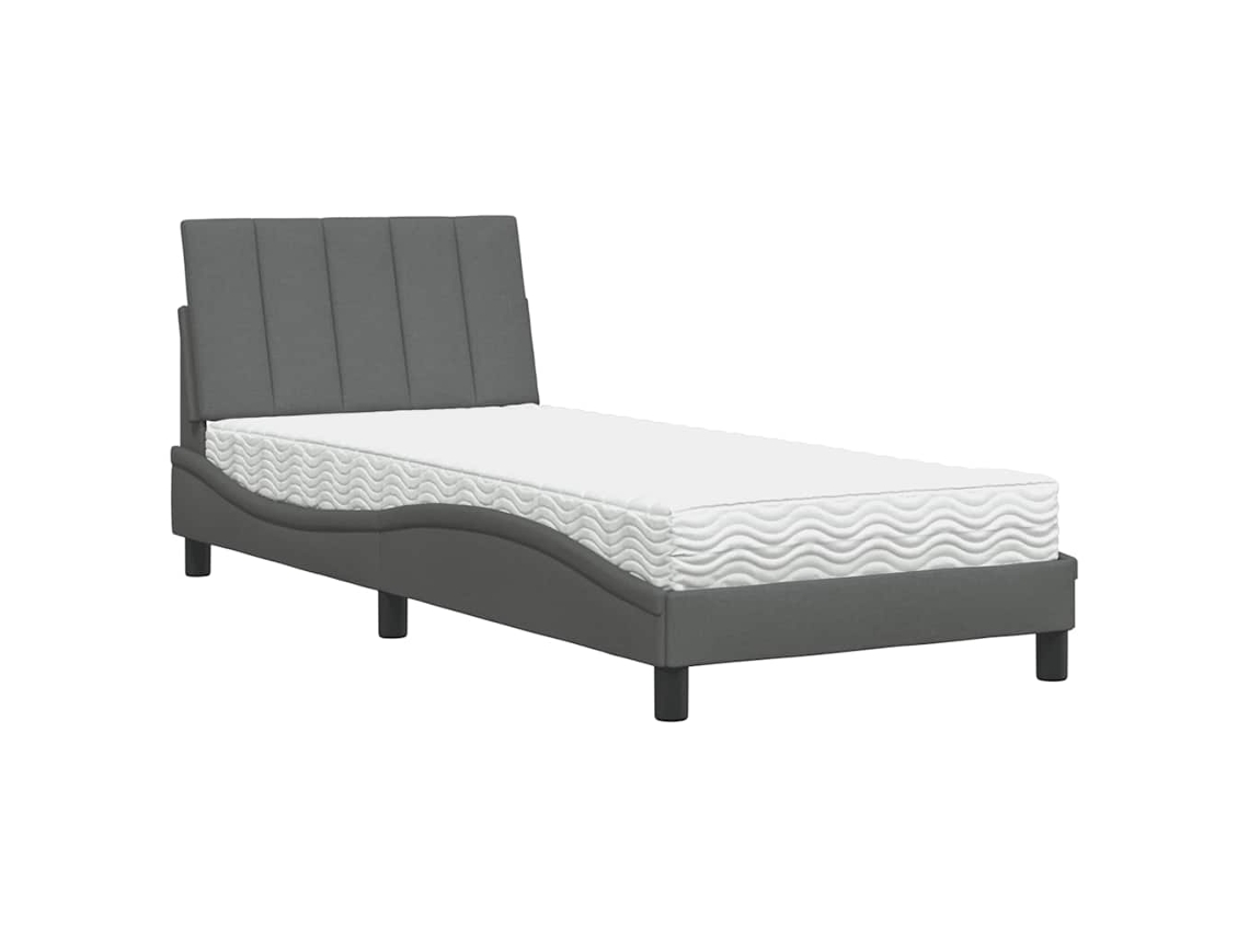Cama com Colchão Hanko 90x190 Cm Tecido Cinzento MAISON EXCLUSIVE
