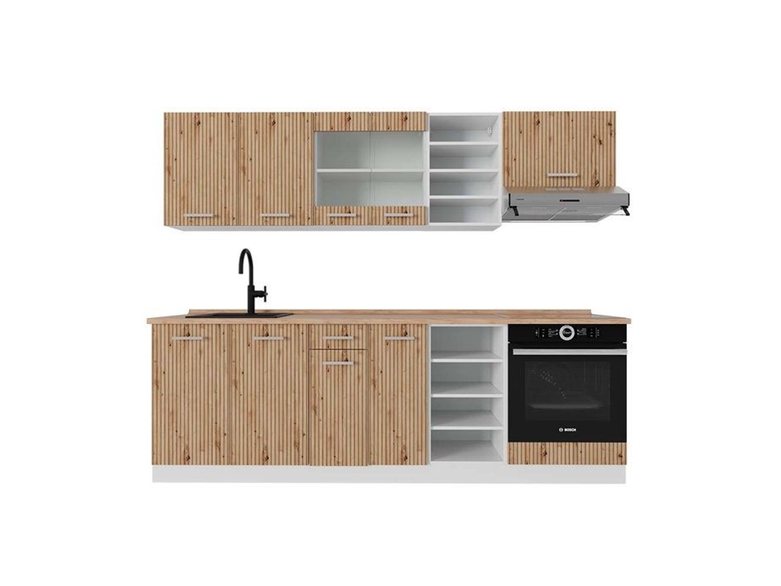 Cozinha R-Line, 240 cm, Carvalho PT, Carvalho artesanal/branco, VICCO
