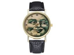 Reloj De Pulsera Analógico De Quartzo Para Mujer Y Hombre Con Dial Redondo Negro