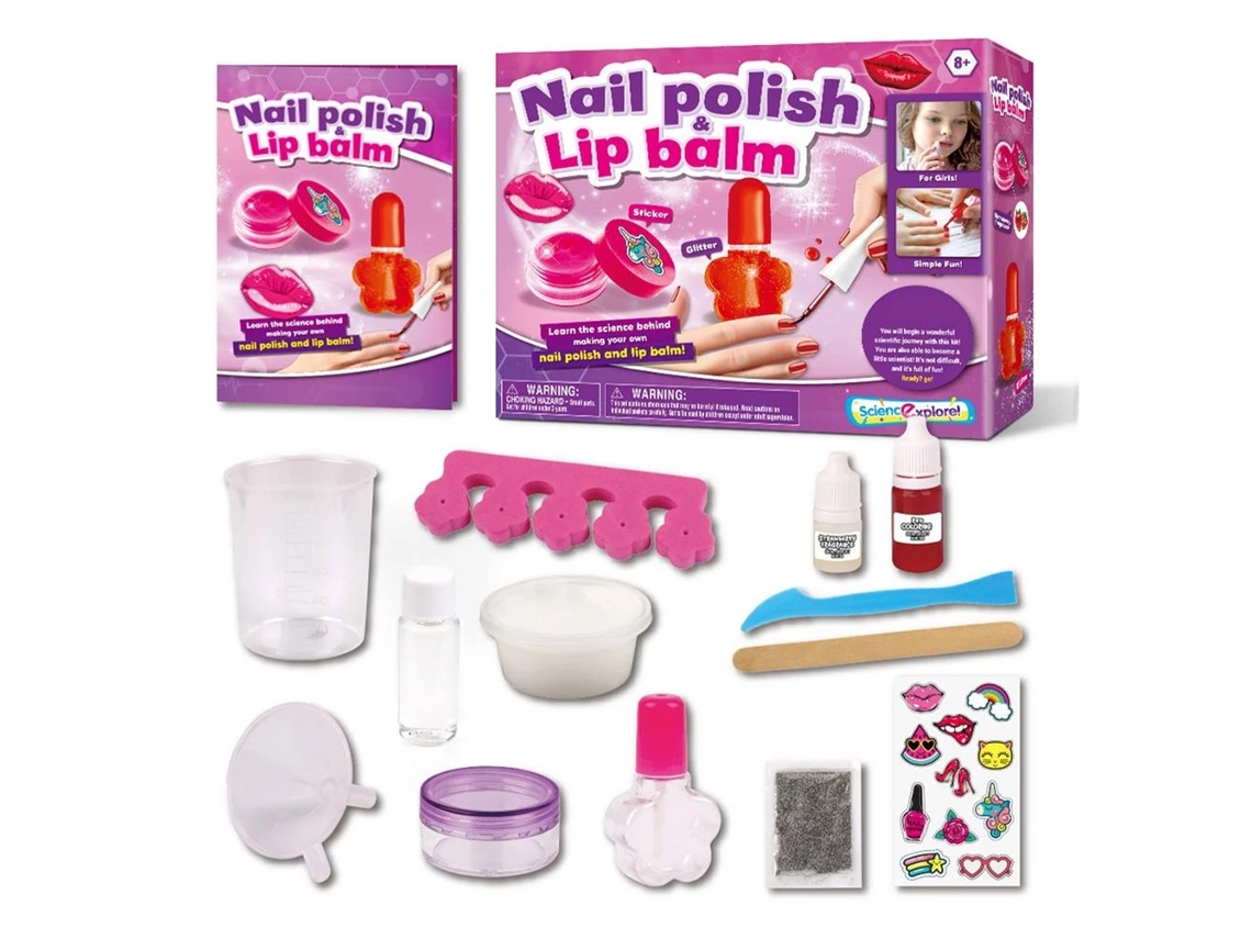 Kit De Bálsamo Labial E Esmalte De Unhas Diy Para Crianças Conjunto De Maquiagem Manual Brinquedo Presente Para Menina