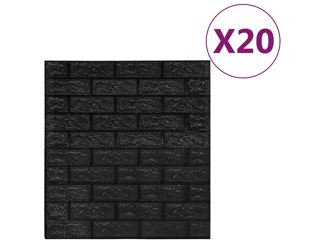 Conjunto 20 Adesivo de parede VIDAXL Preto PE foam