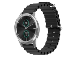 Pulseira De Relógio Lurelia Para Garminmove Luxe 20 Mm Ocean Style Silicone Cor Sólida Preta