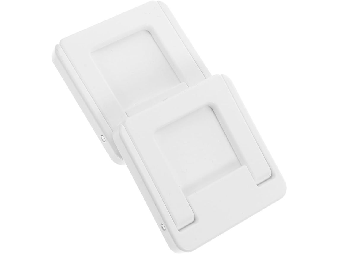 Puxador Quadrado Adesivo Para Móveis Em Abs Branco, Dobrável, Conjunto Com 2 Unidades | Superfície Lisa