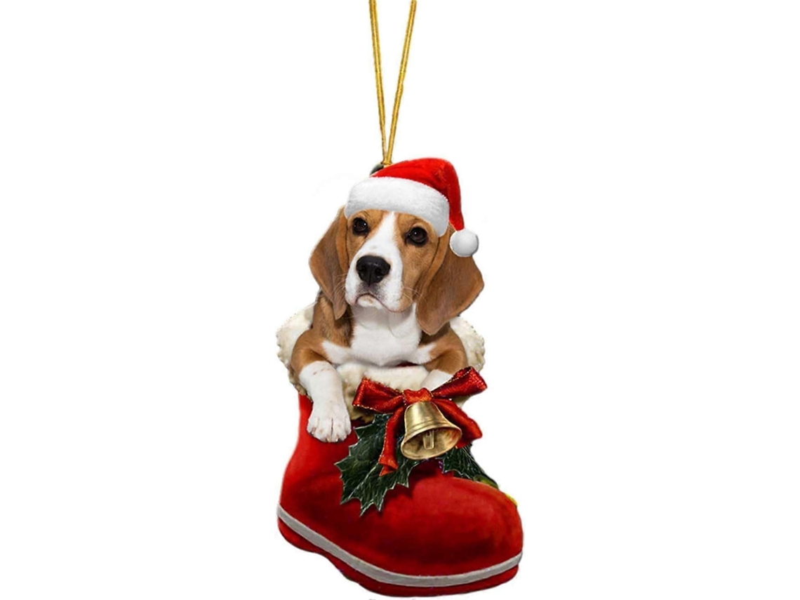 Enfeite De Natal Em Acrílico Em Forma De Cachorro Guia Do Papai Noel, Ideal Como Decoração De Natal Olysi Shop (8 Cm)