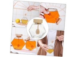 Conjunto De 2 Potes De Vidro Para Mel Com Tampas De Madeira Herméticas, Recipientes Transparentes Para Armazenamento E Conservação Do Mel Por Mais Tem