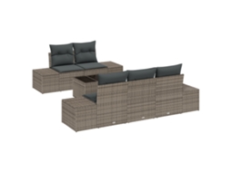 Conjunto 6 Assentos De Jardim Vidaxl Cinzento Vime Pe (239 X 62 X 69 Cm)