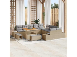 Vidaxl Conjunto De Sofá De Jardim 13 Unid. 12-número De Lugares Bege