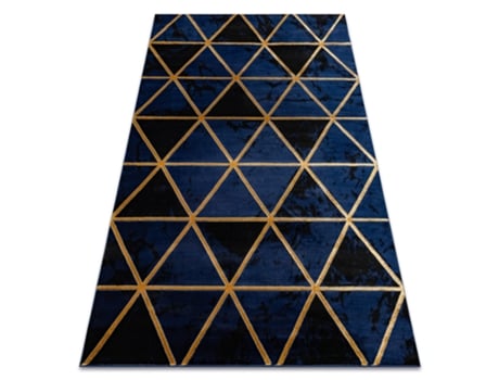 Tapete Emerald Exclusivo 1020 Glamour, À Moda Mármore, Triângulos Azul Escuro/Ouro (280 x 370 cm)
