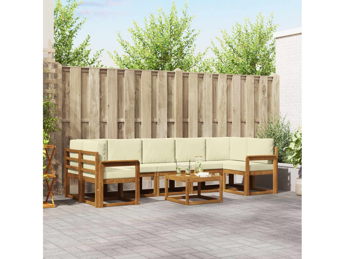 Vidaxl Conjunto De Sofás Para Exterior 8 Unid. Natural E Creme