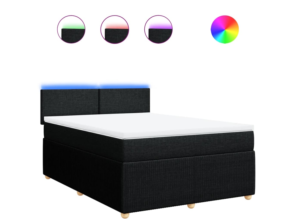 Box Spring Bed, Box Spring Beds Vidaxl Preto Tecido (140 X 190 Cm)