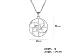 2026 colgante de Espiral Fibonacci Triángulo Oro Proporción Geométrico Acero Inoxidable Collar Mujer Joyería 45 50cm um Cor de Aço