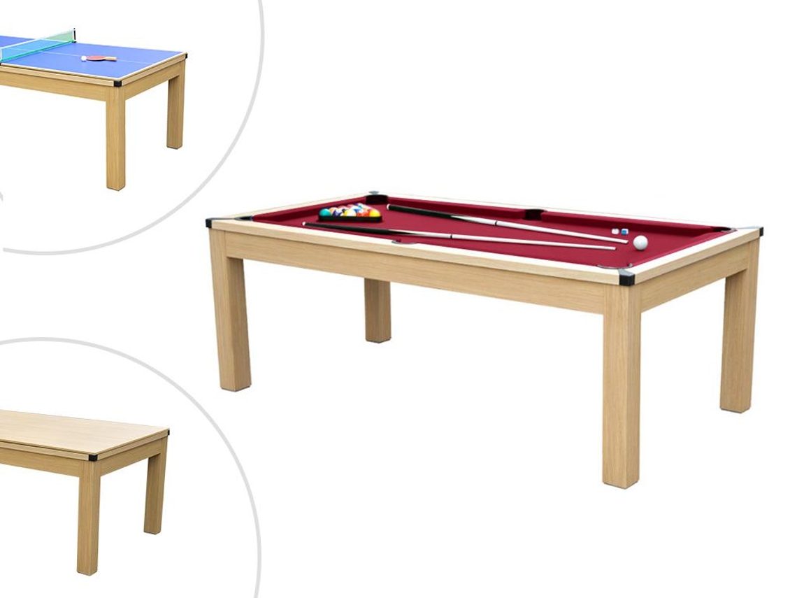 Mesa MultiJogo VENTE-UNIQUE.PT Balthazar (Vermelho - Derados de Madeira - 213.4x111.8x81.5 cm)