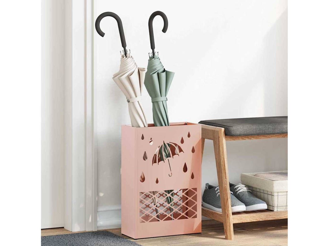 Vidaxl Suporte Para Guarda-chuva De Chuva Rosa 28 X 12 X 41 Cm Aço