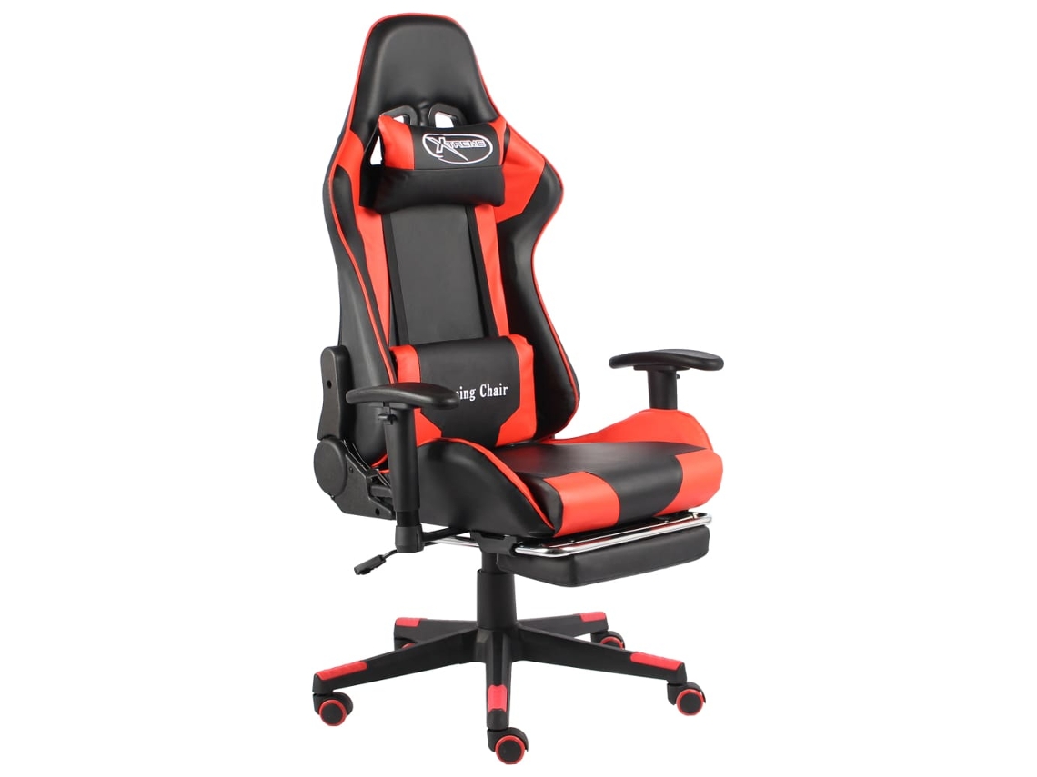 Vidaxl Cadeira De Gaming Giratória Com Apoio De Pés Pvc Vermelho