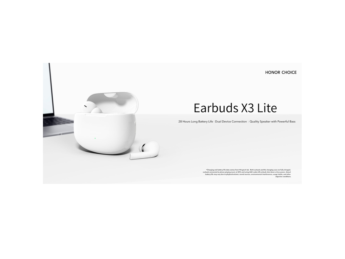 Fones De Ouvido Sem Fio (bateria De Longa Duração, Cancelamento De Ruído) Honor Choice Earbuds X3 Lite 28h Bateria Longa Duas Microfones Ai No ...