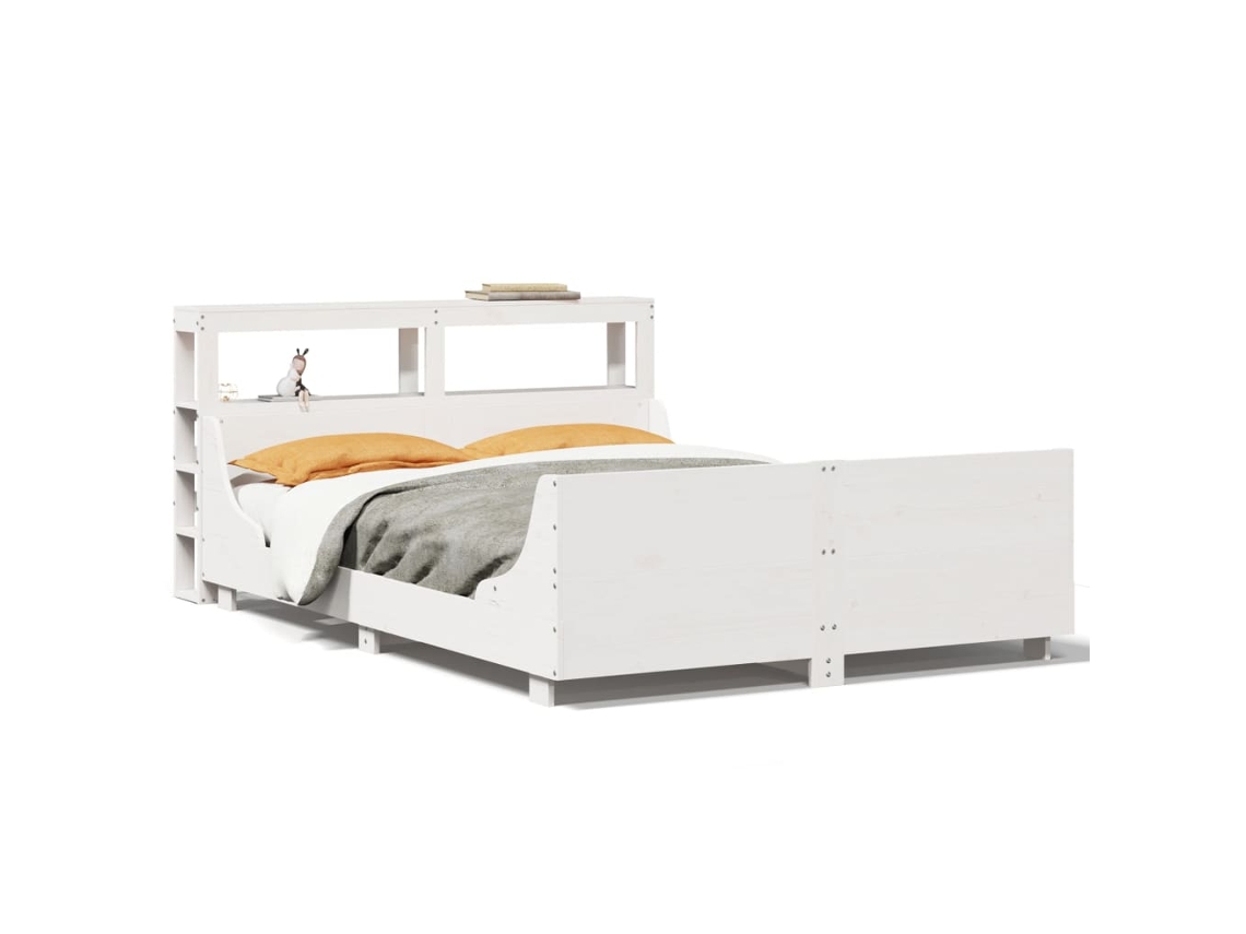 Bed Frame, Bed Frames Vidaxl Branco Madeira De Pinho (140 X 190 Cm)