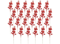 24 ramos de frutas de glitter 20cm para decoração de Natal arranjos e enfeites festivos S/MARCA