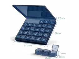 Organizador De Comprimidos Eifson 4 Semanas Grandes Compartimentos Sem Bpa (azul Marinho)