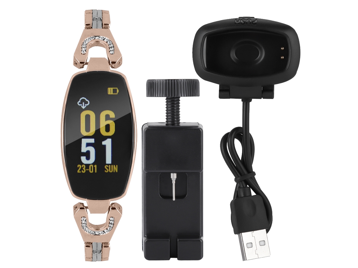 Pulseira de diamantes para mulher, monitor de frequência cardíaca