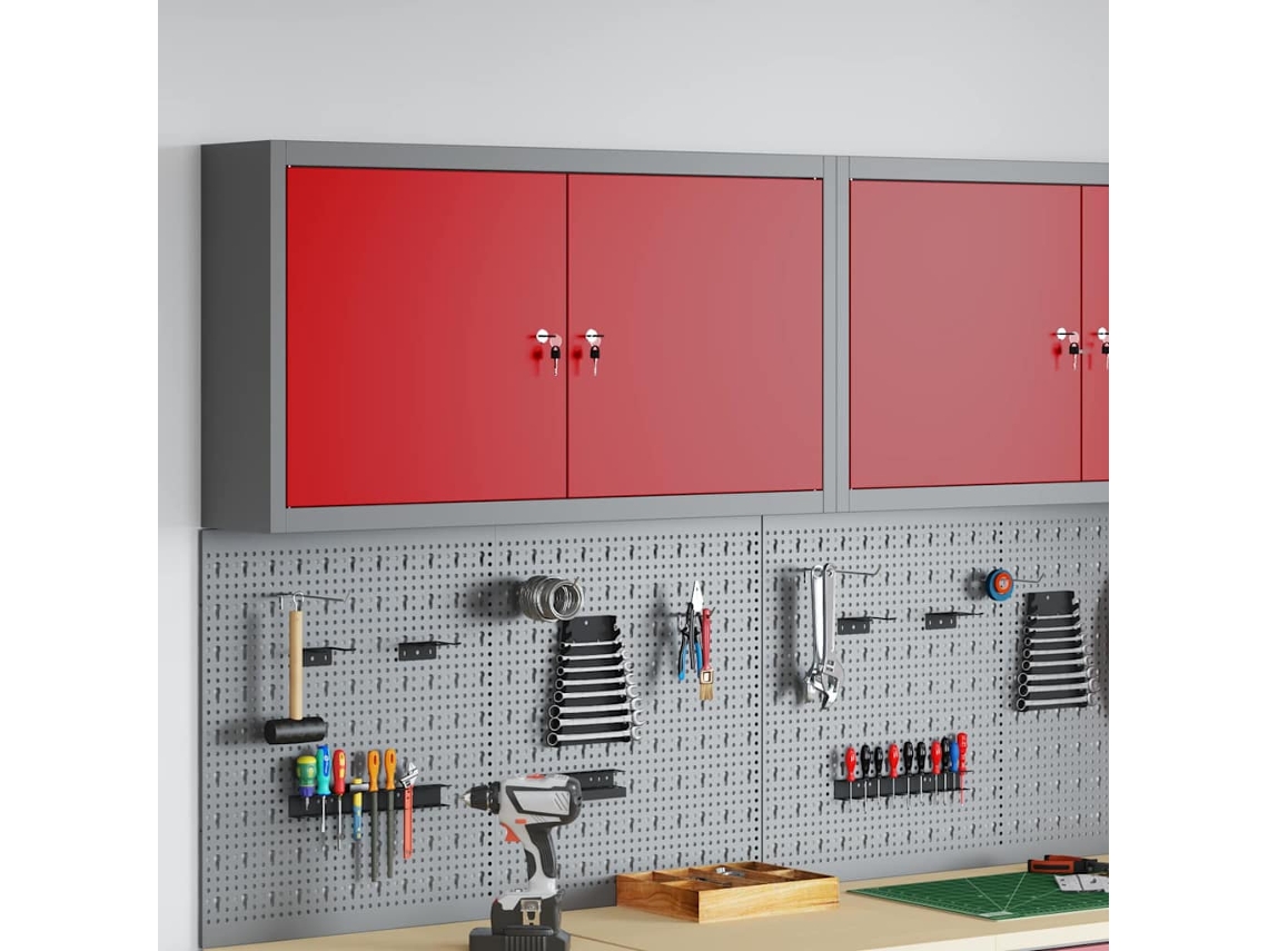 Vidaxl Armário De Ferramentas Vermelho E Cinza 100 X 20 X 55 Cm