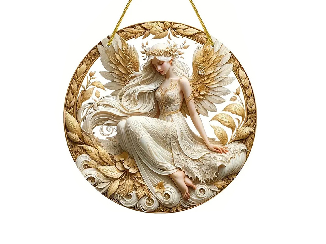 Fada Anjo Alado Luminosa 51 Decorativo 20x20x0.2cm Parede