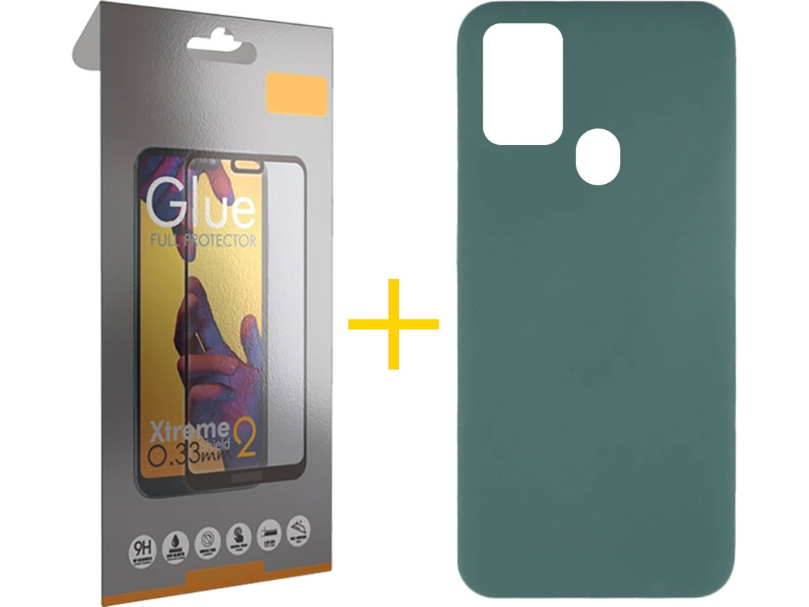 Capa e Película de Vidro Full Samsung Galaxy A21s SKYHE Silicone Líquido Verde