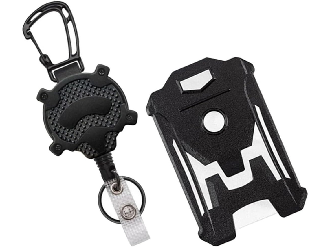 Porta Crachá Retrátil Profissionais, Ideal Crachás E Cartões De Identificação, Na Cor Preta, Feito Em Pc E Abs