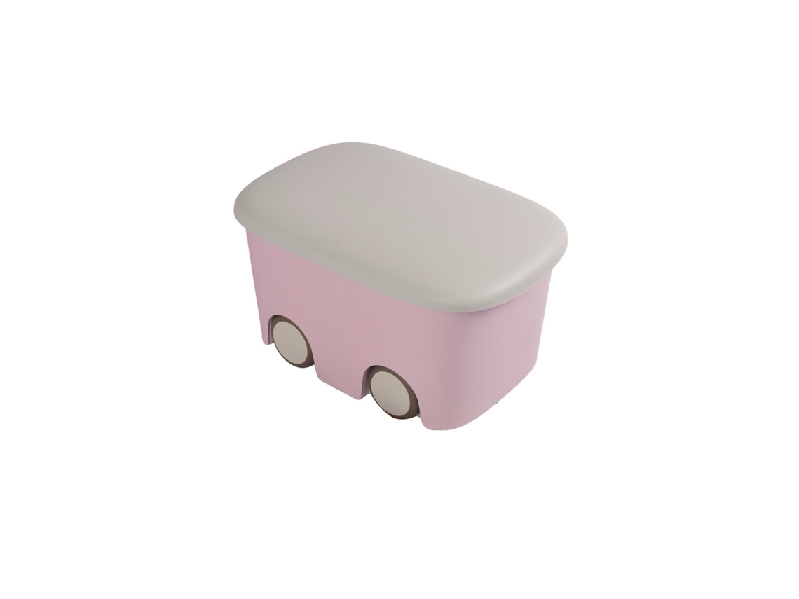 Caja De Ordenación Multiusos | Bicolor Con Ruedas | Almacenamiento Rosa Claro 45 L
