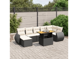 Vidaxl 8 Pcs Conjunto Sofás De Jardim Com Almofadões Vime Pe Preto