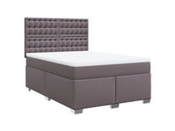 Cama com Molas Couro Artificial Cinzento MAISON EXCLUSIVE 160x200 cm
