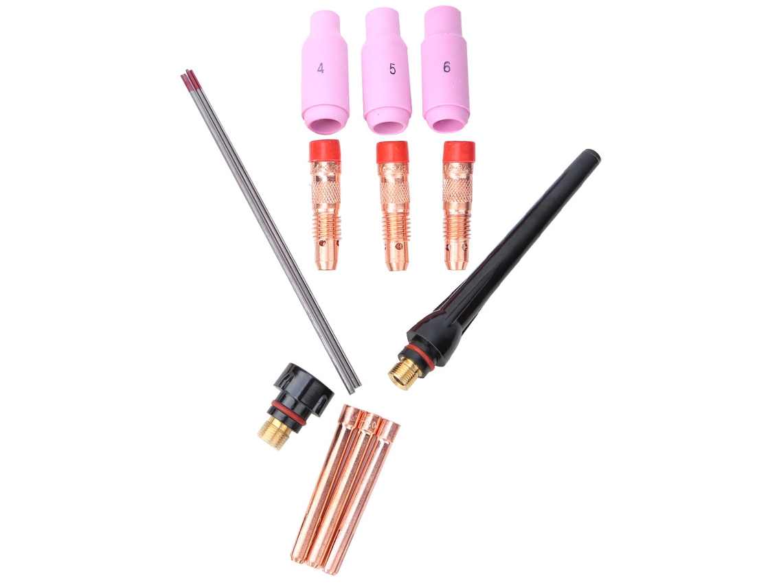 Kit De Soldadura Tig 14pcs Para Antorcha 17/18/26 Com Coletores, Copas E Wolframio 040in~3/32in