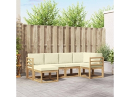 Vidaxl Conjunto De Sofás Para Exterior 6 Pcs Branco E Creme Poliéster