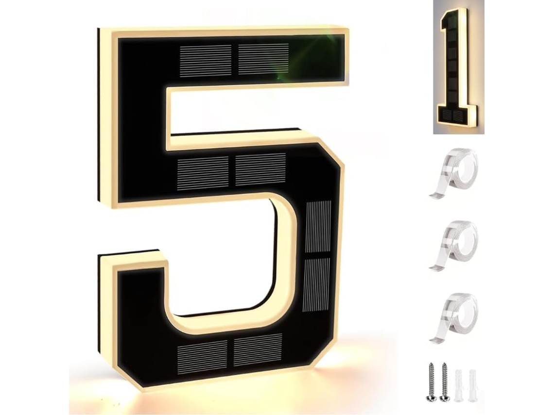 Números De Casa Com Iluminação Led Solar, Placa De Endereço À Prova D Água Ip65