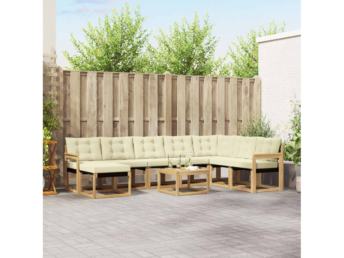 Vidaxl Conjunto De Sofás Para Exterior 9 Unid. Branco E Creme